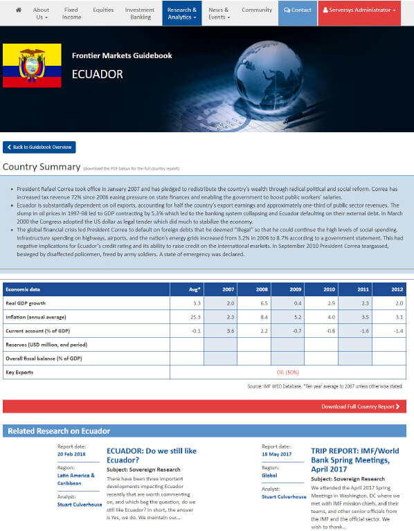 Financial Analysis - Web Portals Screenshot of Front End