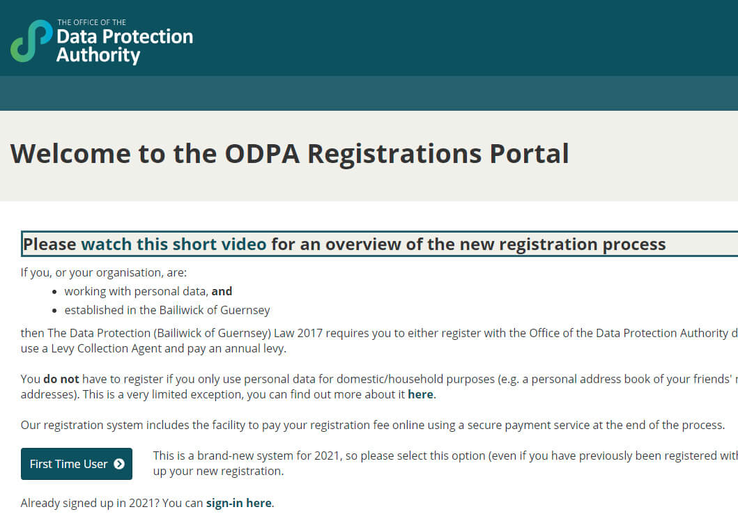 ODPA Front end Login for Web Portal