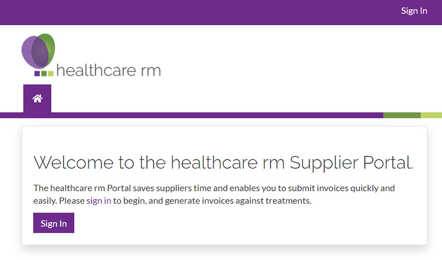 login to healthcare rm supplier portal - made by The Portal Company